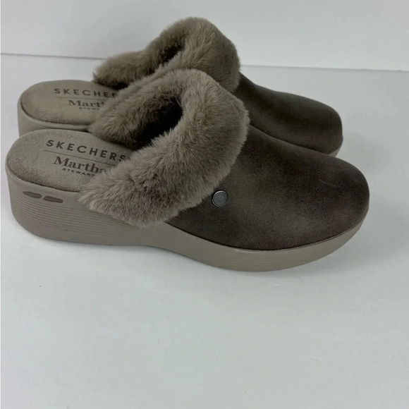 Martha Stewart x Skechers Pier-Lite Mules Cozy High Dark Taupe SZ: 9 NWOB - Picture 2 of 12